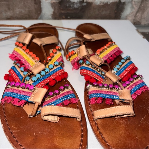 Colorful Wrap-around Strap Sandals - Picture 4 of 11